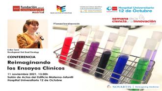 Cartel conferencia Reimaginando los ensayos clínicos