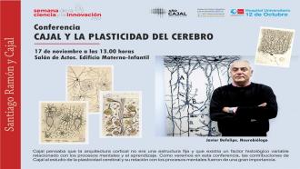 Cartel de la conferencia Cajal y la plasticidad del cerebro