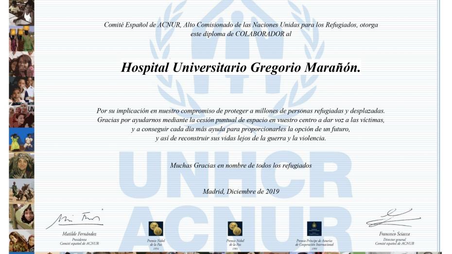 el hospital gregorio marañón colabora con ACNUR