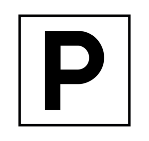 Dibujo de una P que significa Parking o Aparcamiento