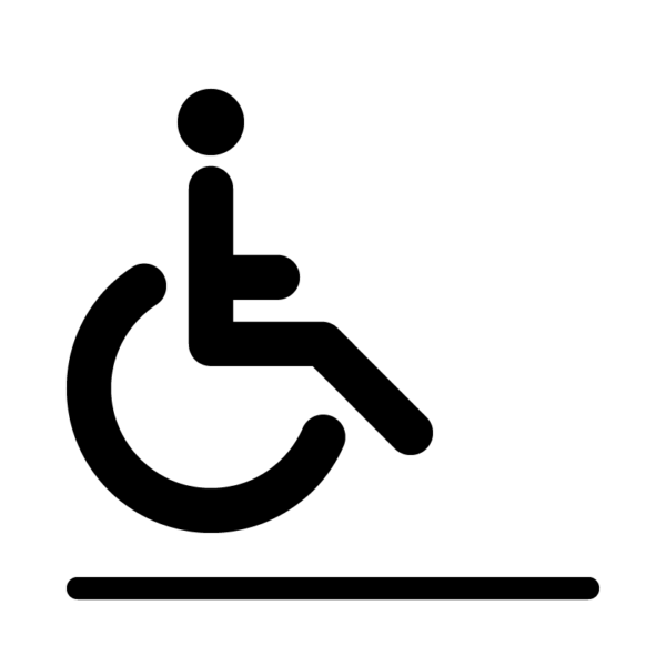 Dibujo que indica la entrada accesible en silla de ruedas