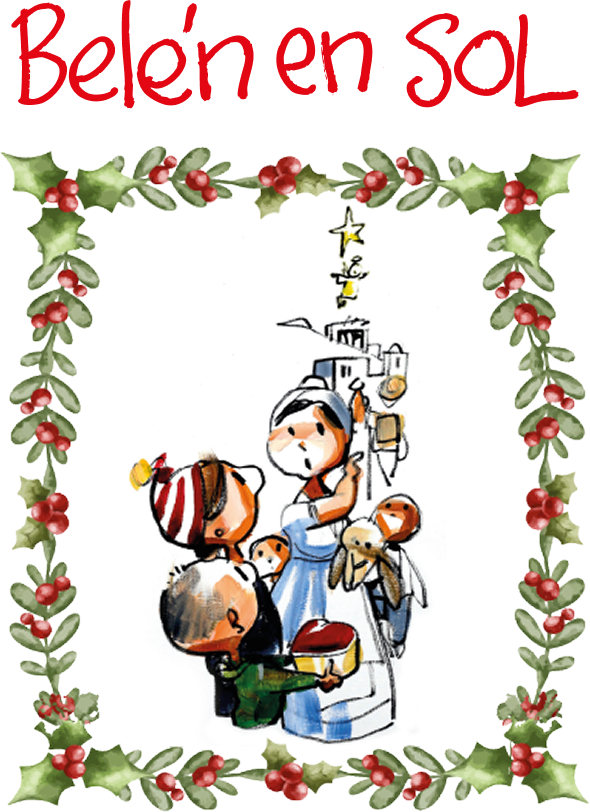 Ilustracion que representa un belén de navidad