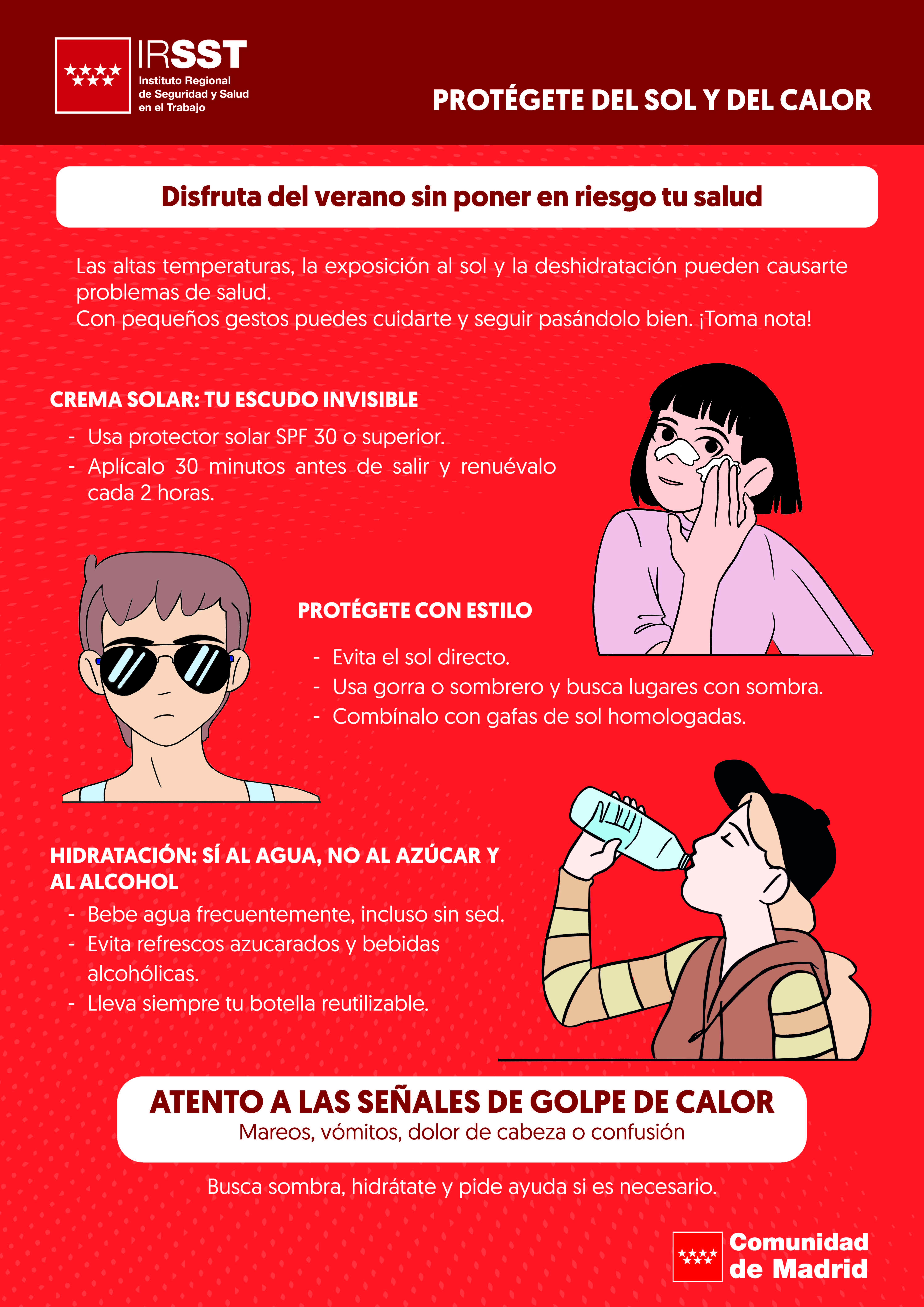 Protégete sol y calor