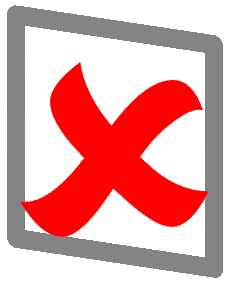 Recuadro gris con marca de verificación negativa de color rojo