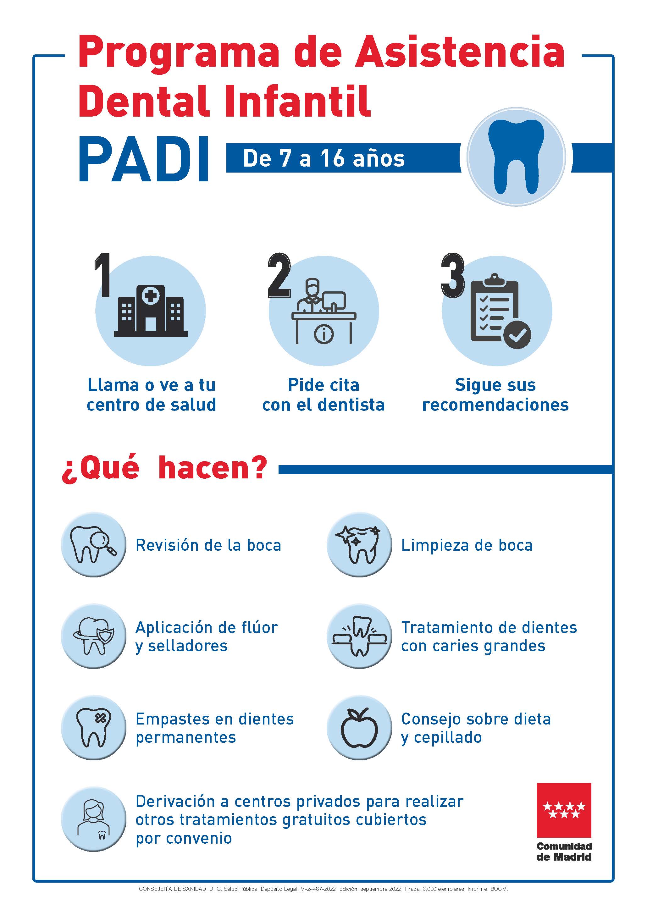 Cartel programa atención dental infantil