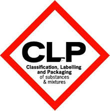 Imagen del símbolo CLP (Classification, Labelling and Packaging of substances and mixtures) dentro de un pictograma de peligro