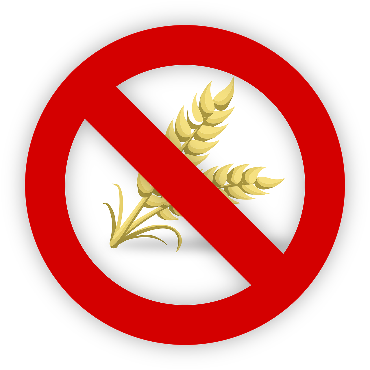 imagen de una espiga de trigo con el símbolo de prohibición. 
