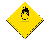 triángulo fondo amarillo con llama