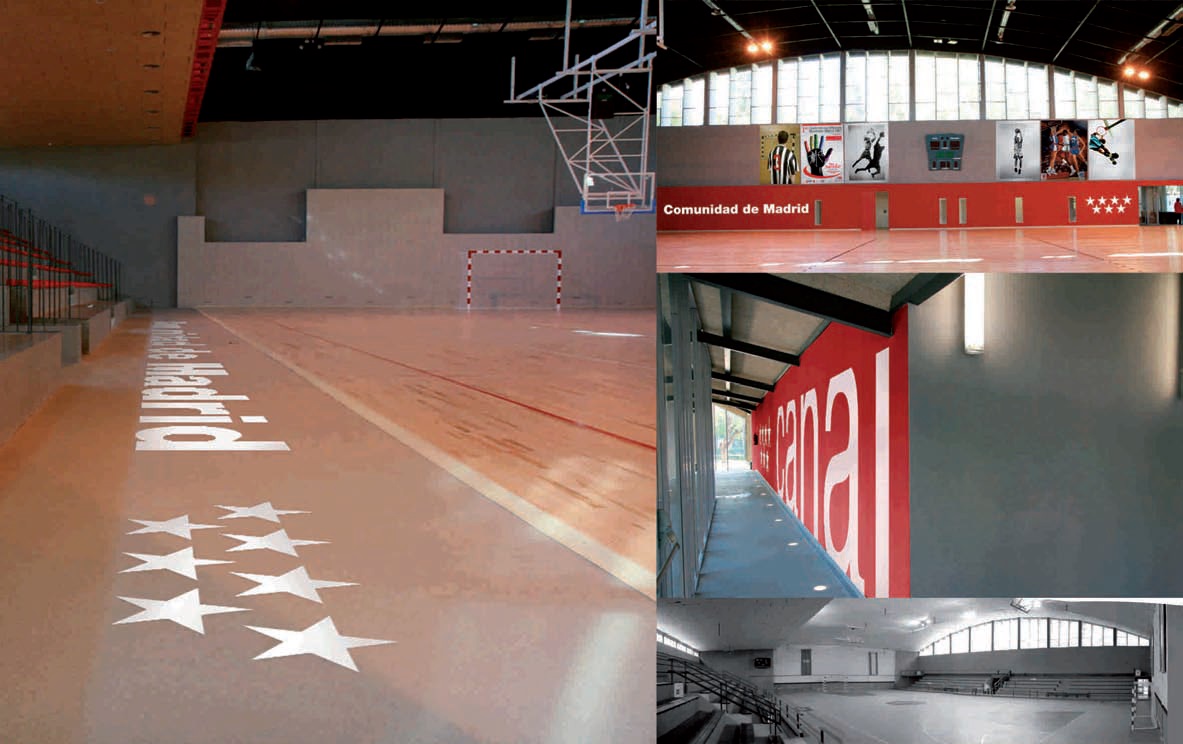 Cuatro imágenes del pabellón polideportivo cubierto