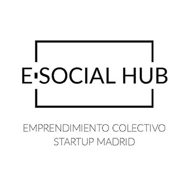 Logotipo con el texto E SOCIAL HUB. EMPRENDIMIENTO COLECTIVO STARTUP MADRID