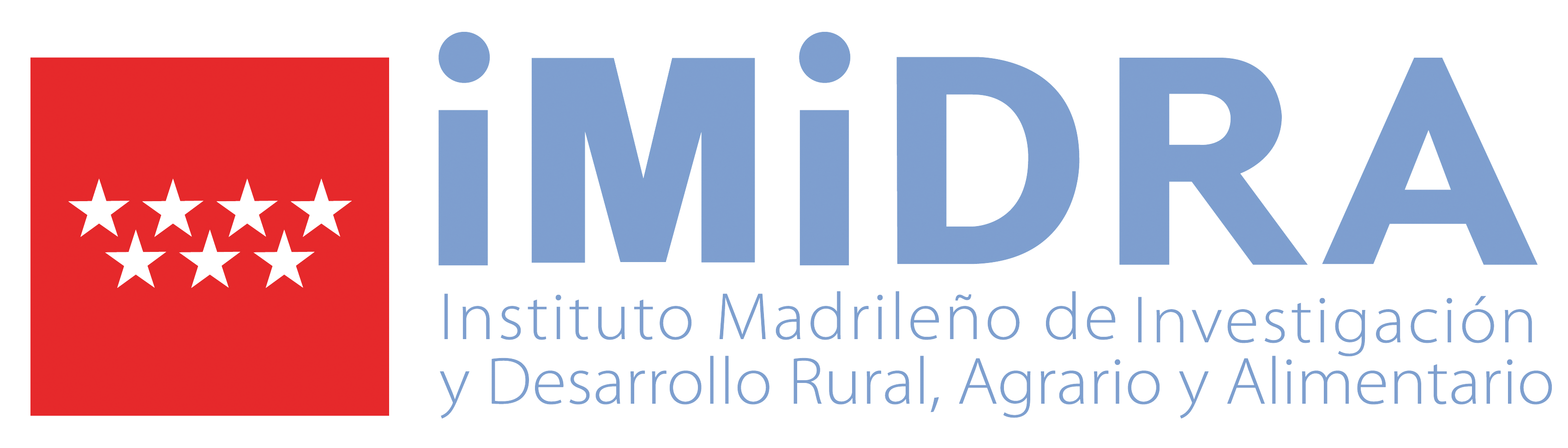 Logotipo del IMIDRA  con el símbolo de la CM y en color azul