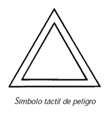 Imagen de un triángulo equilátero que representa el símbolo táctil de peligro químico