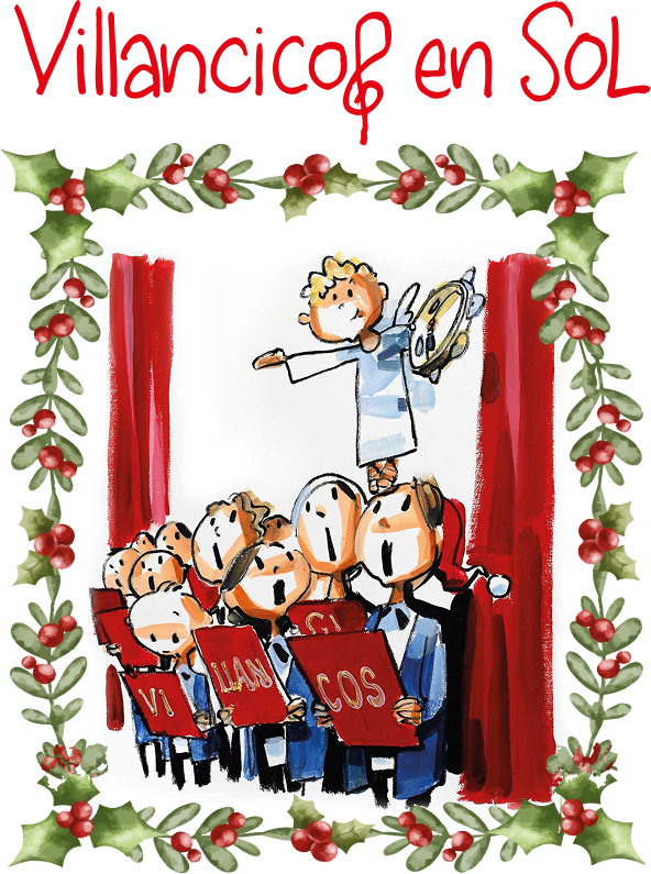 Ilustración que representa un grupo de villancicos