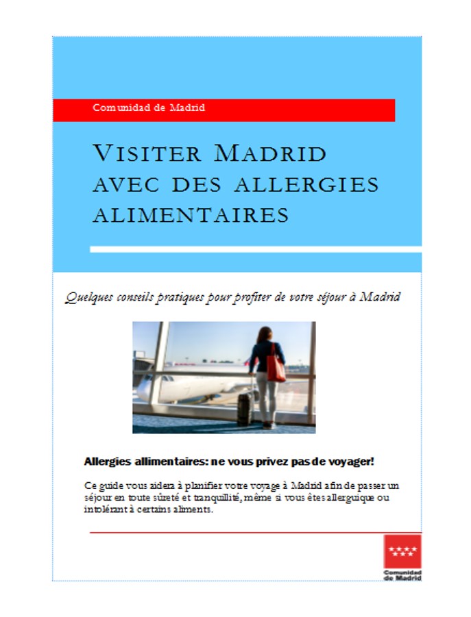 Portada folleto Viajar a Madrid con alergias alimentarias en francés