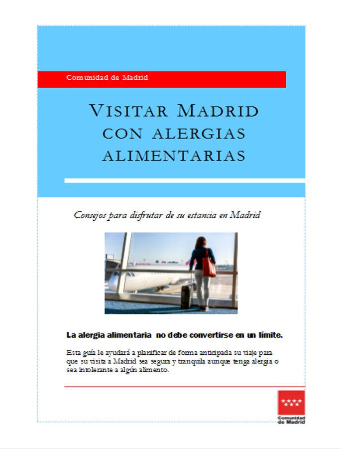 Portada folleto Viajar a Madrid con alergias alimentarias en castellano