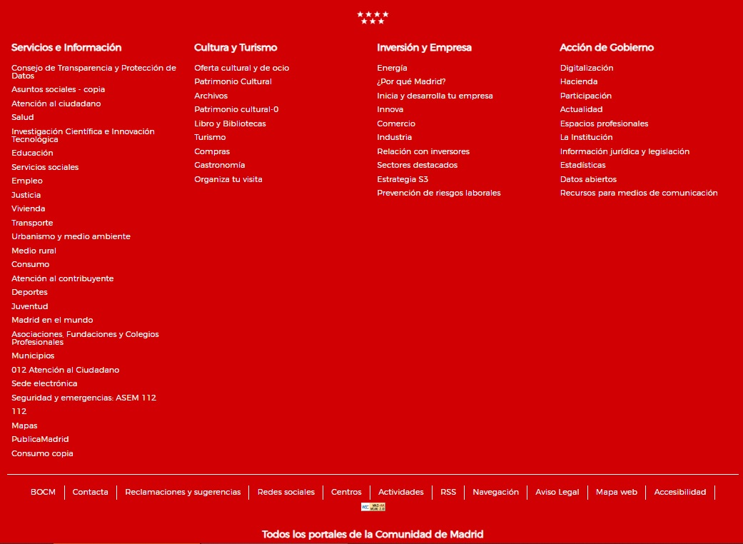 Pie de página del portal central