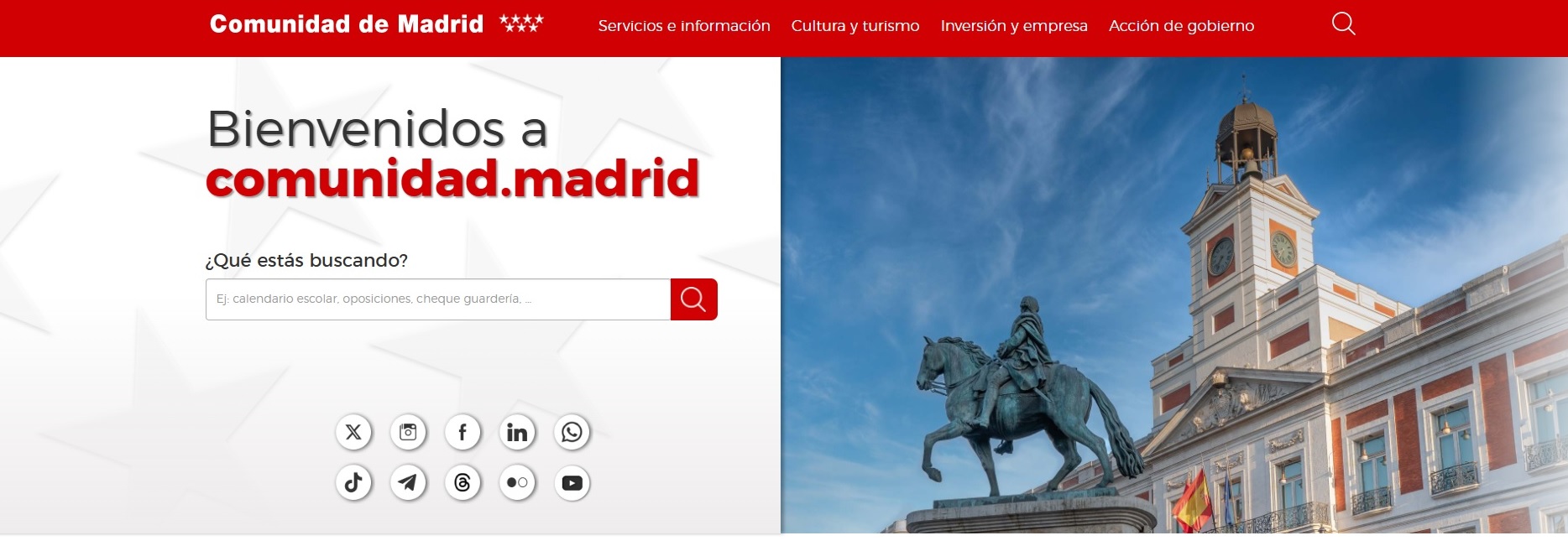 Portada principal de la Comunidad de Madrid