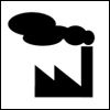 Icono de una fábrica con humo saliendo de la chimenea