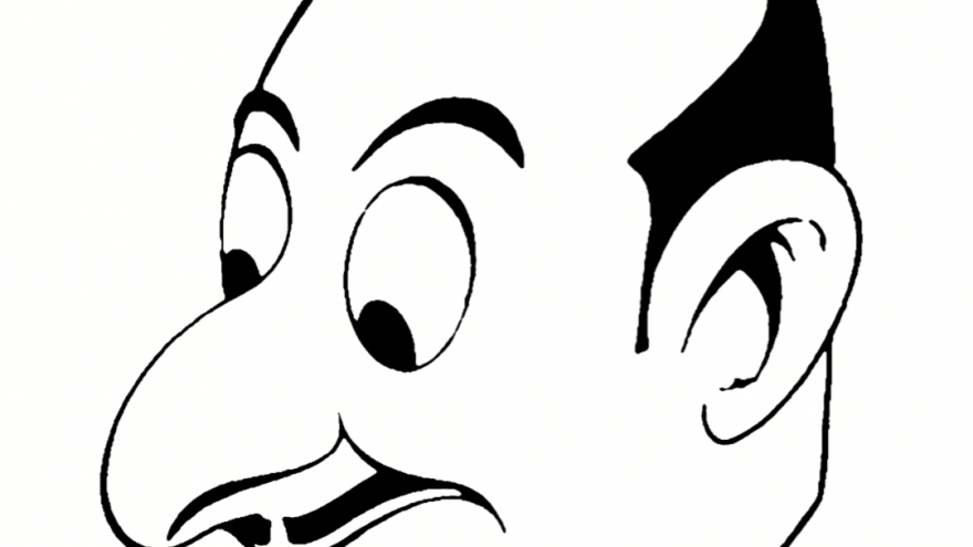 Caricatura de un hombre con bigote y gran nariz