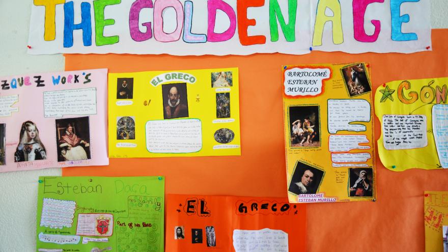 Mural about the Golden Age in a school