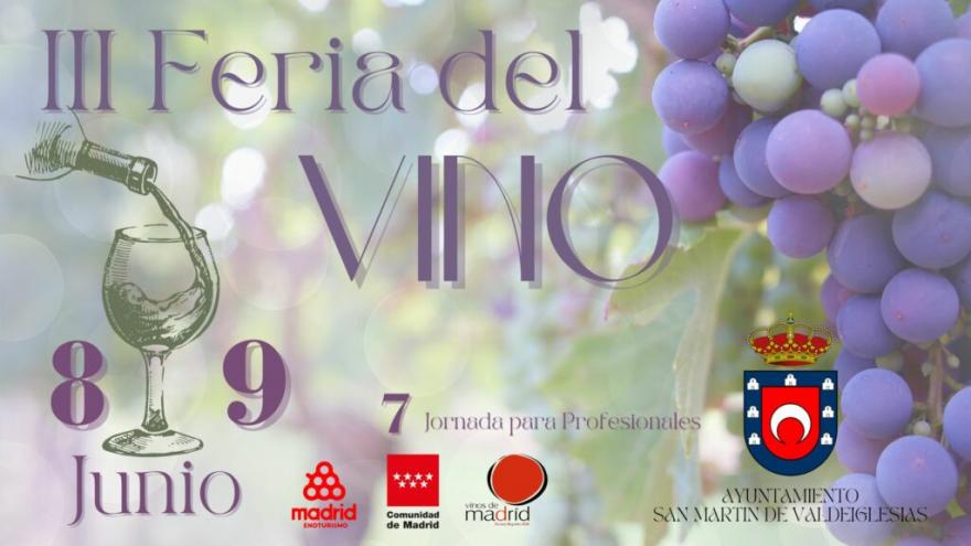 Cartel III Feria del Vino, 8 y 9 de junio, con Patrocinio Ayuntamiento