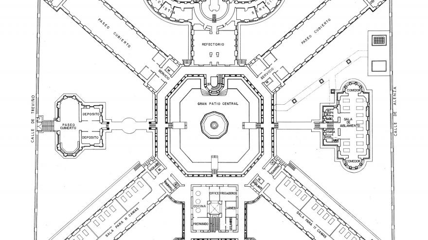 Imagen del plano original de la planta primera de Maudes