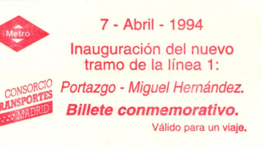 Billete conmemorativo de la inauguración