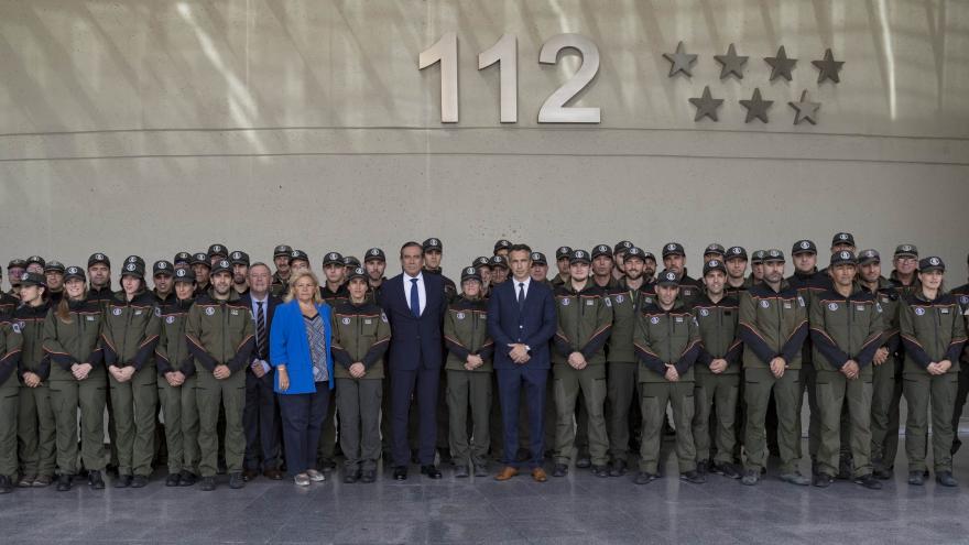 Imagen de Enrique López durante la toma de posesión de los 38 nuevos Agentes Forestales