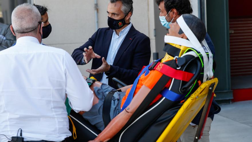 Carlos Novillo en una jornada de seguridad vial en el Parque de Bomberos de Alcobendas