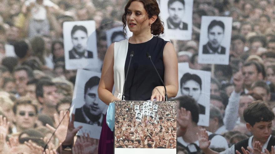 Isabel Díaz Ayuso durante el homenaje a la memoria de Miguel Ángel Blanco