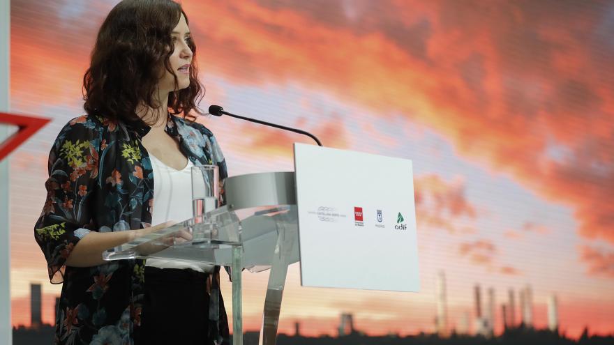 Isabel Díaz Ayuso durante la presentación de la nueva maqueta digital de Madrid Nuevo Norte