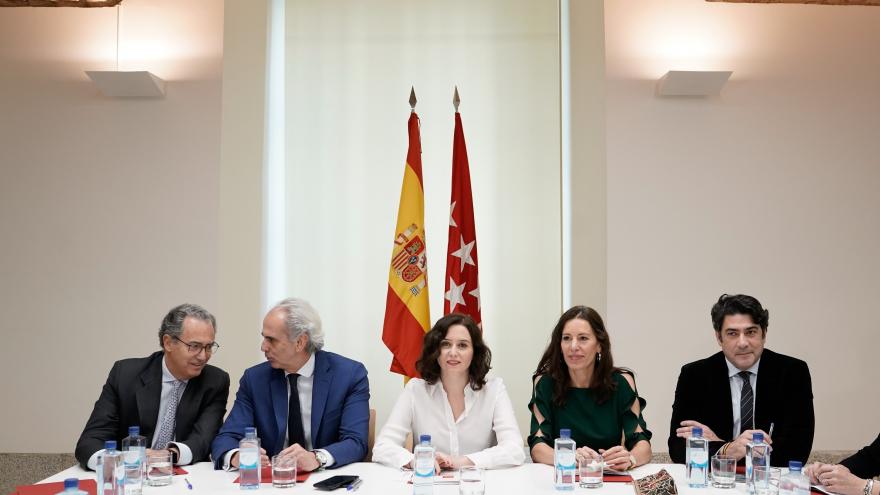 Isabel Díaz Ayuso durante la reunión con la junta de gobierno de la Federación Madrileña de Municipios