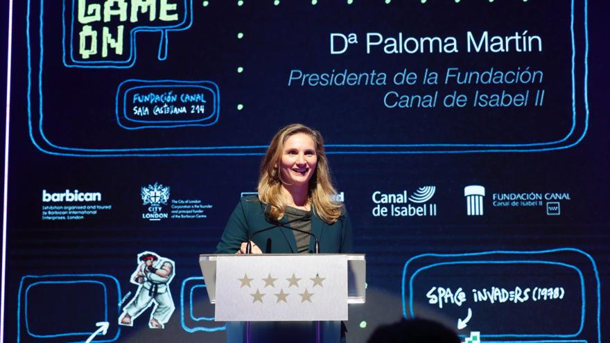 Paloma Martín durante la inauguración de la exposición Game On