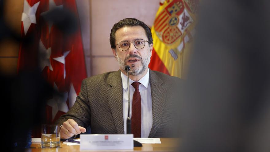 El consejero Javier-Fernández Lasquetty durante la rueda de prensa