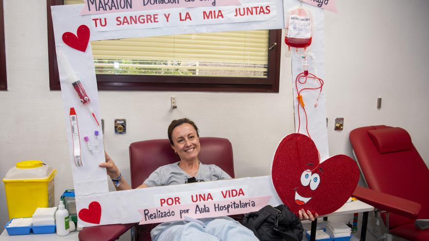donando sangre en el Hospital de Getafe