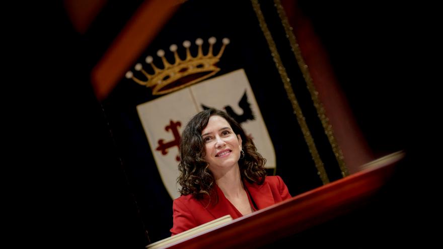 La presidenta durante la reunión del consejo de Gobierno en Alcobendas