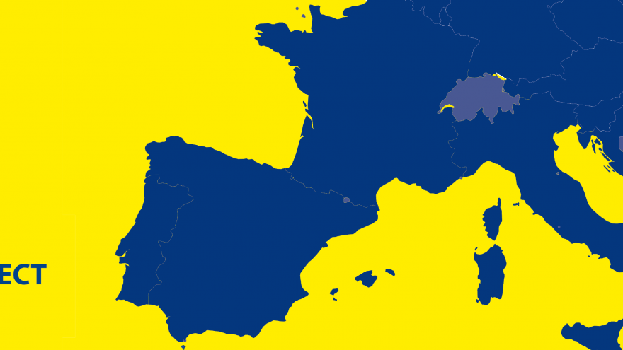 Cabecera Jugamos Mapa Europa en azul y amarillo