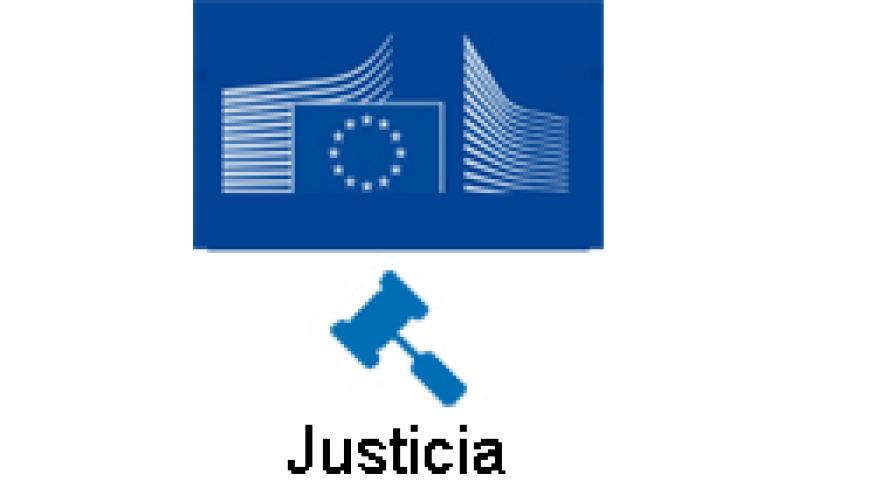 Logotipo de la Comisión Europea y la leyenda Justicia