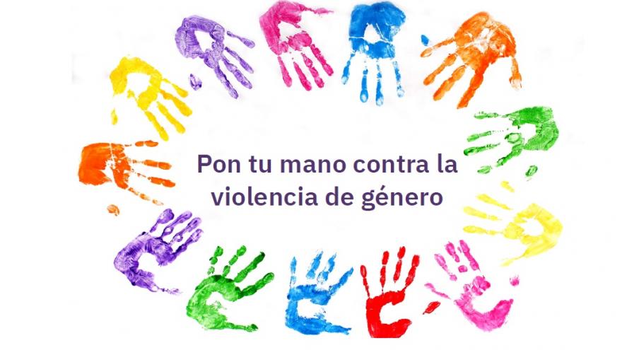 Los profesionales plasman sus manos con pinturas de colores para concienciar sobre la violencia de género