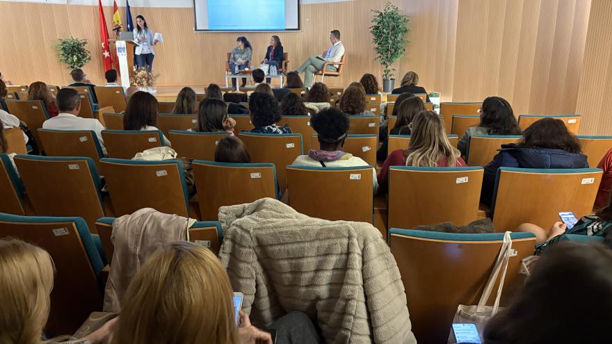 Los asistentes a las I Jornadas Enfermeras llenaron el recinto donde se celebró el acto Asistentes a Jornadas de Enfermería atienden la presentación de una ponente