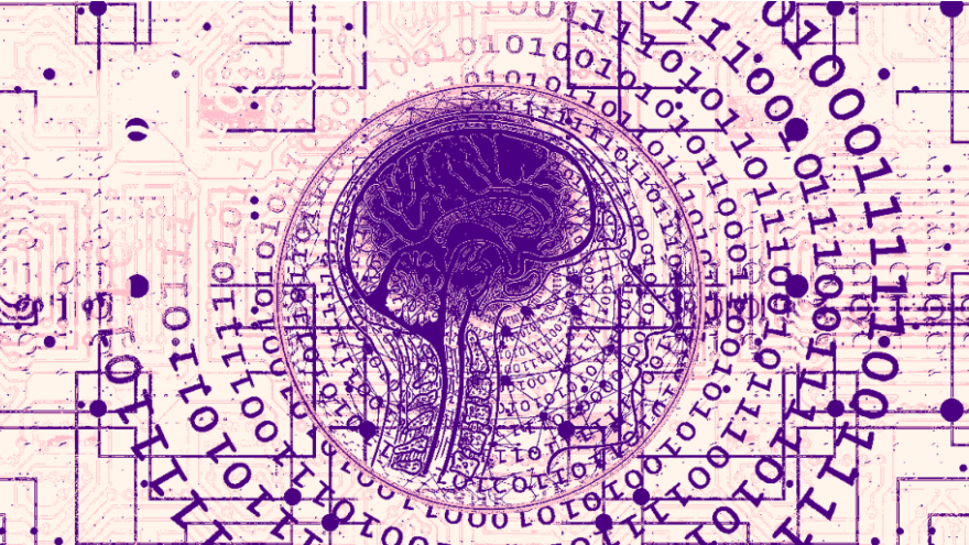 dibujo alegórico del cerebro humano y la tecnología