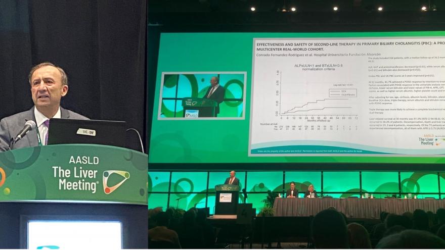 Intervención Dr. Conrado Fernandez en la AASLD.  Foto: Ozge Ozkaya /Rare Disease Advisor