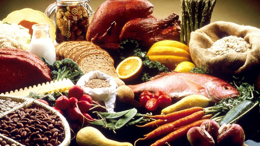 Muchos alimentos diferentes: carne, pasta, vegetales,etc.