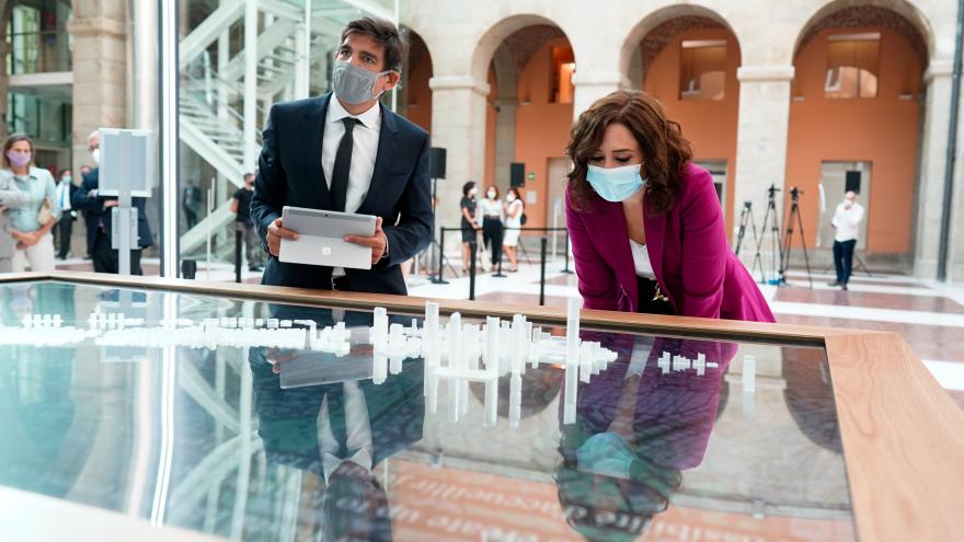 Isabel Díaz Ayuso durante la presentación de la maqueta digital de Madrid Nuevo Norte