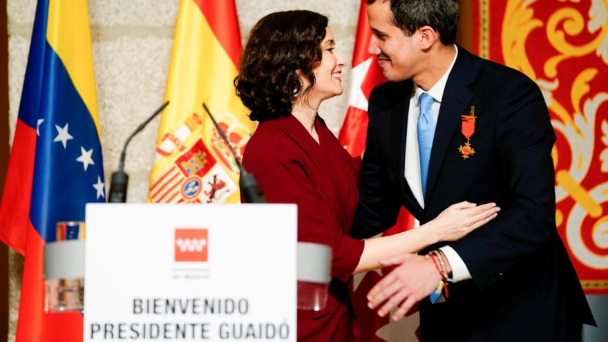 Isabel Díaz Ayuso durante la recepción a Juan Guaidó en la Real Casa de Correos