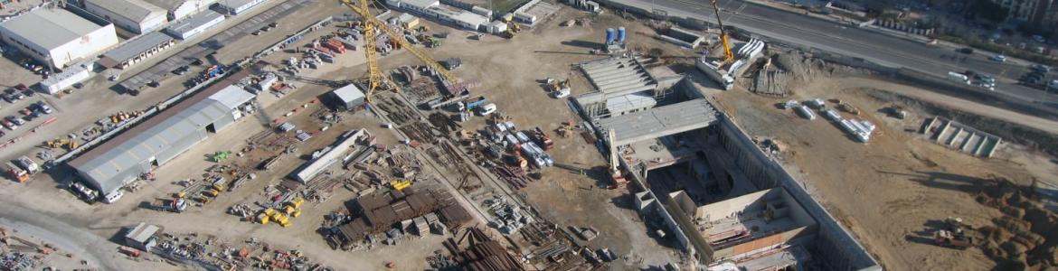 Vista aérea de la estación San Cristóbal durante la ejecución de las obras