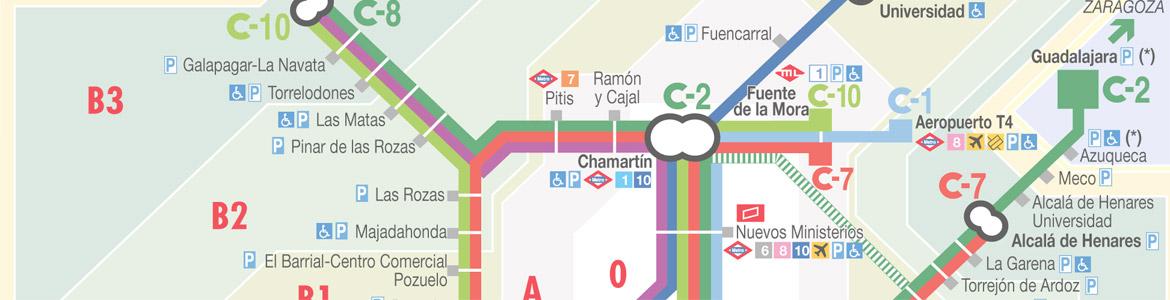 Imagen de detalle de un plano de Cercanías Renfe