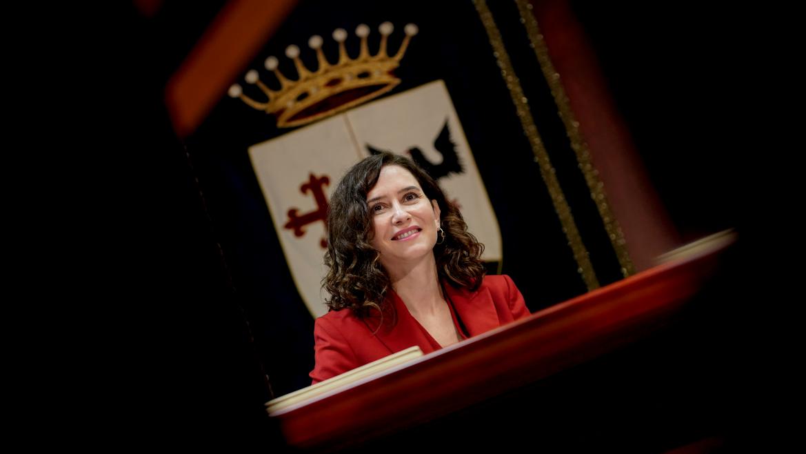 La presidenta durante la reunión del consejo de Gobierno en Alcobendas