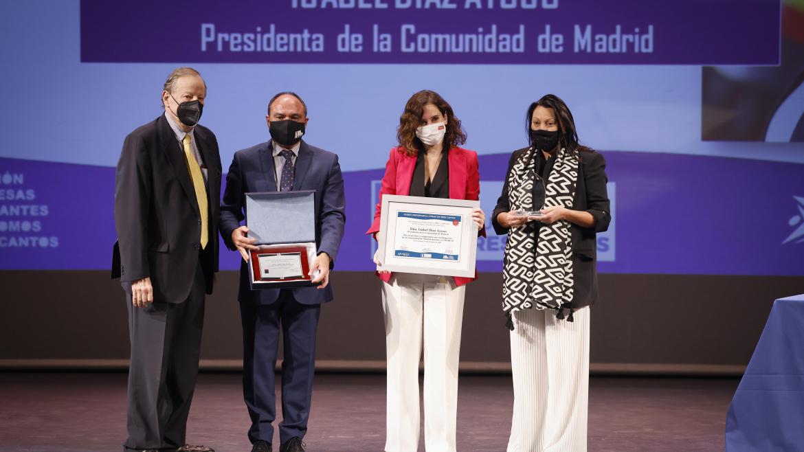 Isabel Díaz Ayuso durante el recibimiento del Premio Empresarial Ciudad de Tres Cantos
