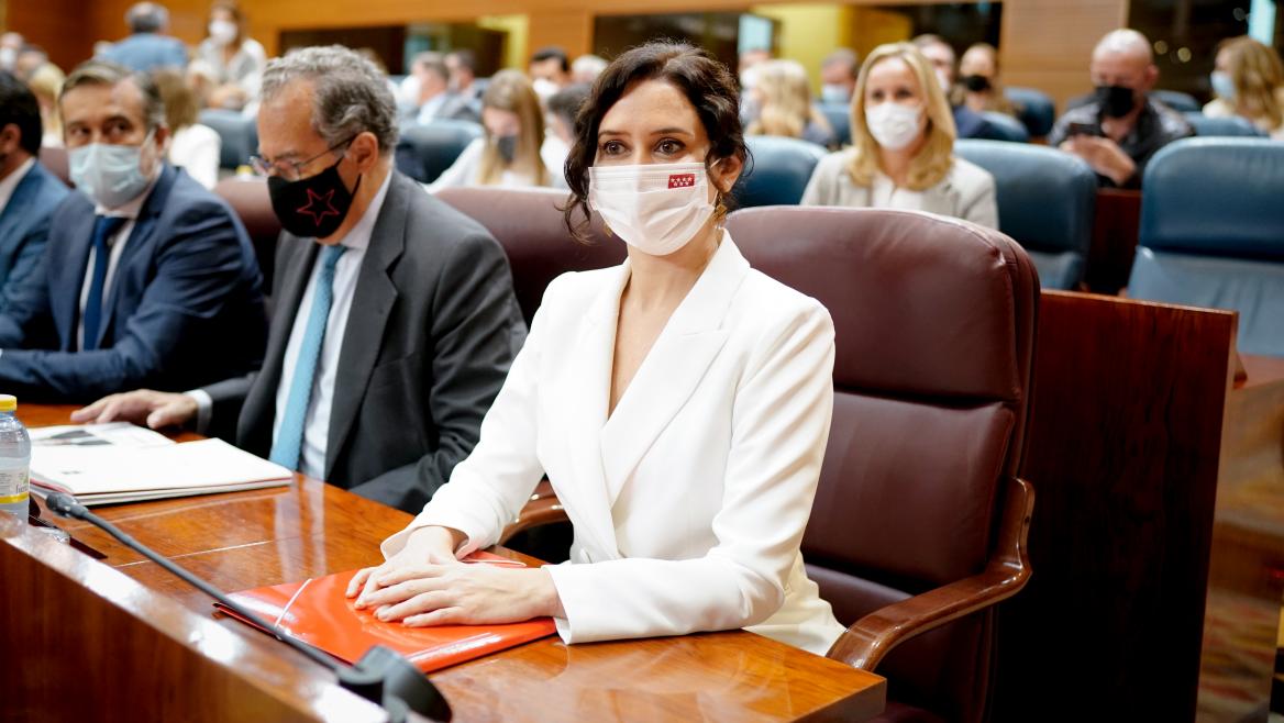 Isabel Díaz Ayuso, en el pleno de investidura en la Asamblea de Madrid